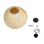 GloboStar® KAILANI 02242 Boho Κρεμαστό Φωτιστικό Οροφής Μονόφωτο 1 x E27 AC220-240V IP20 - Φ40 x Υ30cm - Μπεζ Λεπτό Φύλλο Ξύλου Καμπάνα