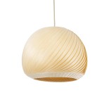 GloboStar® KAILANI 02242 Boho Κρεμαστό Φωτιστικό Οροφής Μονόφωτο 1 x E27 AC220-240V IP20 - Φ40 x Υ30cm - Μπεζ Λεπτό Φύλλο Ξύλου Καμπάνα