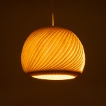 GloboStar® KAILANI 02242 Boho Κρεμαστό Φωτιστικό Οροφής Μονόφωτο 1 x E27 AC220-240V IP20 - Φ40 x Υ30cm - Μπεζ Λεπτό Φύλλο Ξύλου Καμπάνα