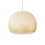 GloboStar® KAILANI 02242 Boho Κρεμαστό Φωτιστικό Οροφής Μονόφωτο 1 x E27 AC220-240V IP20 - Φ40 x Υ30cm - Μπεζ Λεπτό Φύλλο Ξύλου Καμπάνα