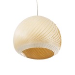 GloboStar® KAILANI 02242 Boho Κρεμαστό Φωτιστικό Οροφής Μονόφωτο 1 x E27 AC220-240V IP20 - Φ40 x Υ30cm - Μπεζ Λεπτό Φύλλο Ξύλου Καμπάνα