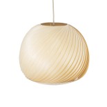 GloboStar® KAILANI 02242 Boho Κρεμαστό Φωτιστικό Οροφής Μονόφωτο 1 x E27 AC220-240V IP20 - Φ40 x Υ30cm - Μπεζ Λεπτό Φύλλο Ξύλου Καμπάνα