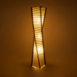 GloboStar® PALMA 02273 Boho Επιδαπέδιο Φωτιστικό Δίφωτο 2 x E27 AC220-240V IP20 - Μ34 x Π34 x Υ130cm - Καφέ Ξύλινο Μπαμπού Πλέγμα με Μπεζ Ύφασμα - 5 Χρόνια Εγγύηση