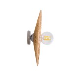 GloboStar® COLOMBO 02277 Boho Φωτιστικό Τοίχου - Απλίκα Μονόφωτο 1 x E27 AC 220-240V IP20 - Φ40 x Υ4.5cm - Μπεζ Καφέ Φυσική Ράφια Άχυρο Πλέγμα