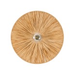 GloboStar® COLOMBO 02277 Boho Φωτιστικό Τοίχου - Απλίκα Μονόφωτο 1 x E27 AC 220-240V IP20 - Φ40 x Υ4.5cm - Μπεζ Καφέ Φυσική Ράφια Άχυρο Πλέγμα