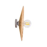 GloboStar® COLOMBO 02278 Boho Φωτιστικό Τοίχου - Απλίκα Μονόφωτο 1 x E27 AC 220-240V IP20 - Φ40 x Υ4.5cm - Μπεζ με Μπεζ Καφέ Φυσική Ράφια Άχυρο Πλέγμα