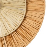 GloboStar® COLOMBO 02278 Boho Φωτιστικό Τοίχου - Απλίκα Μονόφωτο 1 x E27 AC 220-240V IP20 - Φ40 x Υ4.5cm - Μπεζ με Μπεζ Καφέ Φυσική Ράφια Άχυρο Πλέγμα
