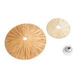 GloboStar® COLOMBO 02278 Boho Φωτιστικό Τοίχου - Απλίκα Μονόφωτο 1 x E27 AC 220-240V IP20 - Φ40 x Υ4.5cm - Μπεζ με Μπεζ Καφέ Φυσική Ράφια Άχυρο Πλέγμα