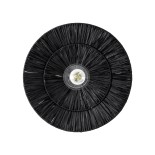 GloboStar® COLOMBO 02280 Boho Φωτιστικό Τοίχου - Απλίκα Μονόφωτο 1 x E27 AC 220-240V IP20 - Φ40 x Υ4.5cm - Μαύρη Φυσική Ράφια Άχυρο Πλέγμα