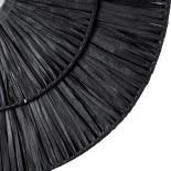 GloboStar® COLOMBO 02280 Boho Φωτιστικό Τοίχου - Απλίκα Μονόφωτο 1 x E27 AC 220-240V IP20 - Φ40 x Υ4.5cm - Μαύρη Φυσική Ράφια Άχυρο Πλέγμα