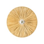 GloboStar® COLOMBO 02283 Boho Φωτιστικό Τοίχου - Απλίκα Μονόφωτο 1 x E27 AC 220-240V IP20 - Φ40 x Υ4.5cm - Μπεζ Καφέ Φυσική Ράφια Άχυρο Πλέγμα