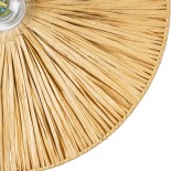 GloboStar® COLOMBO 02283 Boho Φωτιστικό Τοίχου - Απλίκα Μονόφωτο 1 x E27 AC 220-240V IP20 - Φ40 x Υ4.5cm - Μπεζ Καφέ Φυσική Ράφια Άχυρο Πλέγμα