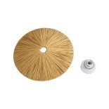 GloboStar® COLOMBO 02283 Boho Φωτιστικό Τοίχου - Απλίκα Μονόφωτο 1 x E27 AC 220-240V IP20 - Φ40 x Υ4.5cm - Μπεζ Καφέ Φυσική Ράφια Άχυρο Πλέγμα