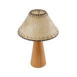 GloboStar® MASPALOMAS 02291 Boho Επιτραπέζιο Φωτιστικό Πορτατίφ Μονόφωτο 1 x E27 IP20 Καφέ Ξύλο με Μπεζ Ύφασμα - Μ30 x Π30 x Υ45cm