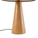GloboStar® MASPALOMAS 02291 Boho Επιτραπέζιο Φωτιστικό Πορτατίφ Μονόφωτο 1 x E27 IP20 Καφέ Ξύλο με Μπεζ Ύφασμα - Μ30 x Π30 x Υ45cm