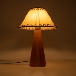 GloboStar® MASPALOMAS 02291 Boho Επιτραπέζιο Φωτιστικό Πορτατίφ Μονόφωτο 1 x E27 IP20 Καφέ Ξύλο με Μπεζ Ύφασμα - Μ30 x Π30 x Υ45cm