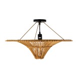GloboStar® PALERMO 02308 Boho Φωτιστικό Οροφής Πλέγμα Μονόφωτο 1 x E27 IP20 Καφέ Ρατάν - Μ60 x Π60 x Υ36cm