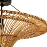 GloboStar® PALERMO 02308 Boho Φωτιστικό Οροφής Πλέγμα Μονόφωτο 1 x E27 IP20 Καφέ Ρατάν - Μ60 x Π60 x Υ36cm