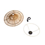 GloboStar® PALERMO 02308 Boho Φωτιστικό Οροφής Πλέγμα Μονόφωτο 1 x E27 IP20 Καφέ Ρατάν - Μ60 x Π60 x Υ36cm