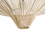 GloboStar® PALERMO 02309 Boho Φωτιστικό Οροφής Πλέγμα Μονόφωτο 1 x E27 IP20 Μπεζ Ξύλο - Μ150 x Π150 x Υ78cm