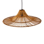 GloboStar® PALERMO 02310 Boho Κρεμαστό Φωτιστικό Καμπάνα Μονόφωτο 1 x E27 IP20 Καφέ Ρατάν - Μ60 x Π60 x Υ18cm