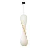 GloboStar® PRAIA 02316 Μοντέρνο Κρεμαστό Φωτιστικό Πλέγμα Δίφωτο 2 x E27 IP20 Μπεζ & Λευκό Ξύλο - Μ25 x Π25 x Υ112cm