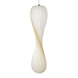 GloboStar® PRAIA 02316 Μοντέρνο Κρεμαστό Φωτιστικό Πλέγμα Δίφωτο 2 x E27 IP20 Μπεζ & Λευκό Ξύλο - Μ25 x Π25 x Υ112cm