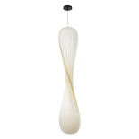 GloboStar® PRAIA 02317 Μοντέρνο Κρεμαστό Φωτιστικό Πλέγμα Δίφωτο 2 x E27 IP20 Μπεζ & Λευκό Ξύλο - Μ25 x Π25 x Υ145cm