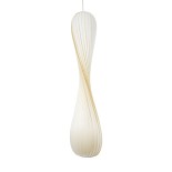 GloboStar® PRAIA 02317 Μοντέρνο Κρεμαστό Φωτιστικό Πλέγμα Δίφωτο 2 x E27 IP20 Μπεζ & Λευκό Ξύλο - Μ25 x Π25 x Υ145cm