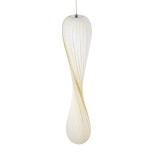 GloboStar® PRAIA 02317 Μοντέρνο Κρεμαστό Φωτιστικό Πλέγμα Δίφωτο 2 x E27 IP20 Μπεζ & Λευκό Ξύλο - Μ25 x Π25 x Υ145cm