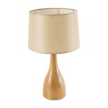 GloboStar® BERKBAY 02319 Boho Επιτραπέζιο Φωτιστικό Πορτατίφ Μονόφωτο 1 x E27 IP20 Μπεζ Ξύλο με Μπεζ Ύφασμα - Μ32 x Π32 x Υ55cm