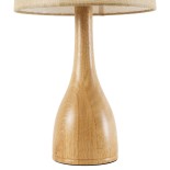 GloboStar® BERKBAY 02319 Boho Επιτραπέζιο Φωτιστικό Πορτατίφ Μονόφωτο 1 x E27 IP20 Μπεζ Ξύλο με Μπεζ Ύφασμα - Μ32 x Π32 x Υ55cm