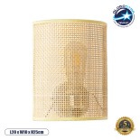 GloboStar® SAOTOME 02321 Boho Φωτιστικό Τοίχου - Απλίκα Μονόφωτο 1 x E27 AC 220-240V IP20 - Μ20 x Π10 x Υ25cm - Μπεζ Ξύλινο Μπαμπού Πλέγμα