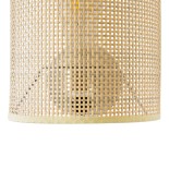 GloboStar® SAOTOME 02321 Boho Φωτιστικό Τοίχου - Απλίκα Μονόφωτο 1 x E27 AC 220-240V IP20 - Μ20 x Π10 x Υ25cm - Μπεζ Ξύλινο Μπαμπού Πλέγμα