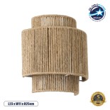 GloboStar® MABANA 02322 Boho Επιτοίχιο Φωτιστικό Απλίκα Μονόφωτο 1 x E27 IP20 Μπεζ Σχοινί - Μ23 x Π11 x Υ25cm