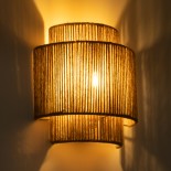 GloboStar® MABANA 02322 Boho Επιτοίχιο Φωτιστικό Απλίκα Μονόφωτο 1 x E27 IP20 Μπεζ Σχοινί - Μ23 x Π11 x Υ25cm