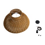 GloboStar® MALABO 02328 Boho Κρεμαστό Φωτιστικό Καμπάνα Μονόφωτο 1 x E27 IP20 Καφέ Ξύλο - Μ60 x Π60 x Υ31cm