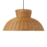 GloboStar® MALABO 02328 Boho Κρεμαστό Φωτιστικό Καμπάνα Μονόφωτο 1 x E27 IP20 Καφέ Ξύλο - Μ60 x Π60 x Υ31cm
