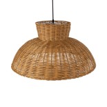 GloboStar® MALABO 02328 Boho Κρεμαστό Φωτιστικό Καμπάνα Μονόφωτο 1 x E27 IP20 Καφέ Ξύλο - Μ60 x Π60 x Υ31cm