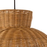 GloboStar® MALABO 02328 Boho Κρεμαστό Φωτιστικό Καμπάνα Μονόφωτο 1 x E27 IP20 Καφέ Ξύλο - Μ60 x Π60 x Υ31cm