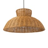 GloboStar® MALABO 02328 Boho Κρεμαστό Φωτιστικό Καμπάνα Μονόφωτο 1 x E27 IP20 Καφέ Ξύλο - Μ60 x Π60 x Υ31cm