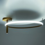 GloboStar® VERONA 61225 Φωτιστικό Οροφής Δαχτυλίδι-Κύκλος LED CCT 36W 4032lm 360° AC 220-240V - Εναλλαγή Φωτισμού μέσω Διακόπτη On/Off All In One Ψυχρό 6000k+Φυσικό 4500k+Θερμό 2700K Φ60 x Υ23cm - Χρυσό Βούρτσας - 3 Χρόνια Εγγύηση