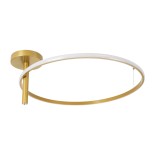 GloboStar® VERONA 61225 Φωτιστικό Οροφής Δαχτυλίδι-Κύκλος LED CCT 36W 4032lm 360° AC 220-240V - Εναλλαγή Φωτισμού μέσω Διακόπτη On/Off All In One Ψυχρό 6000k+Φυσικό 4500k+Θερμό 2700K Φ60 x Υ23cm - Χρυσό Βούρτσας - 3 Χρόνια Εγγύηση