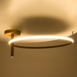GloboStar® VERONA 61225 Φωτιστικό Οροφής Δαχτυλίδι-Κύκλος LED CCT 36W 4032lm 360° AC 220-240V - Εναλλαγή Φωτισμού μέσω Διακόπτη On/Off All In One Ψυχρό 6000k+Φυσικό 4500k+Θερμό 2700K Φ60 x Υ23cm - Χρυσό Βούρτσας - 3 Χρόνια Εγγύηση