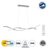 GLOBOSTAR® MORALES 61277 Μοντέρνο Κρεμαστό Φωτιστικό Οροφής LED 54W 5400lm 300° AC 220-240V IP20 Ρυθμιζόμενο Λευκό CCT με Χειριστήριο από 2700K έως 6000K Dimmable - Lumileds SMD Chip - Νίκελ Βούρτσας - Μ90 x Π14 x Υ14cm - 3 Χρόνια Εγγύηση