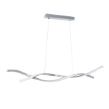 GLOBOSTAR® MORALES 61277 Μοντέρνο Κρεμαστό Φωτιστικό Οροφής LED 54W 5400lm 300° AC 220-240V IP20 Ρυθμιζόμενο Λευκό CCT με Χειριστήριο από 2700K έως 6000K Dimmable - Lumileds SMD Chip - Νίκελ Βούρτσας - Μ90 x Π14 x Υ14cm - 3 Χρόνια Εγγύηση