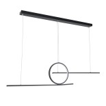 GloboStar® TEREZA 61288 Κρεμαστό Φωτιστικό Οροφής Design LED CCT 67W 7504lm 300° AC 220-240V - Εναλλαγή Φωτισμού μέσω Τηλεχειριστηρίου All In One Ψυχρό 6000k+Φυσικό 4500k+Θερμό 2700K Dimmable Μ110 x Π4.5 x Υ34cm - Μαύρο - 3 Χρόνια Εγγύηση