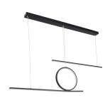 GloboStar® TEREZA 61288 Κρεμαστό Φωτιστικό Οροφής Design LED CCT 67W 7504lm 300° AC 220-240V - Εναλλαγή Φωτισμού μέσω Τηλεχειριστηρίου All In One Ψυχρό 6000k+Φυσικό 4500k+Θερμό 2700K Dimmable Μ110 x Π4.5 x Υ34cm - Μαύρο - 3 Χρόνια Εγγύηση