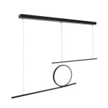 GloboStar® TEREZA 61288 Κρεμαστό Φωτιστικό Οροφής Design LED CCT 67W 7504lm 300° AC 220-240V - Εναλλαγή Φωτισμού μέσω Τηλεχειριστηρίου All In One Ψυχρό 6000k+Φυσικό 4500k+Θερμό 2700K Dimmable Μ110 x Π4.5 x Υ34cm - Μαύρο - 3 Χρόνια Εγγύηση