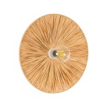 GloboStar® COLOMBO 02277 Boho Φωτιστικό Τοίχου - Απλίκα Μονόφωτο 1 x E27 AC 220-240V IP20 - Φ40 x Υ4.5cm - Μπεζ Καφέ Φυσική Ράφια Άχυρο Πλέγμα
